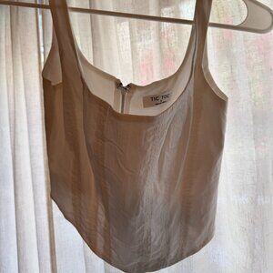 Tic Toc Cream Zip-Back Cropped Tank Top – Size M